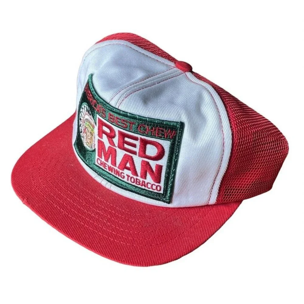 Red Man Chewing Tobacco Vintage Swingster USA Trucker Hat Cap 80s 90s Patch